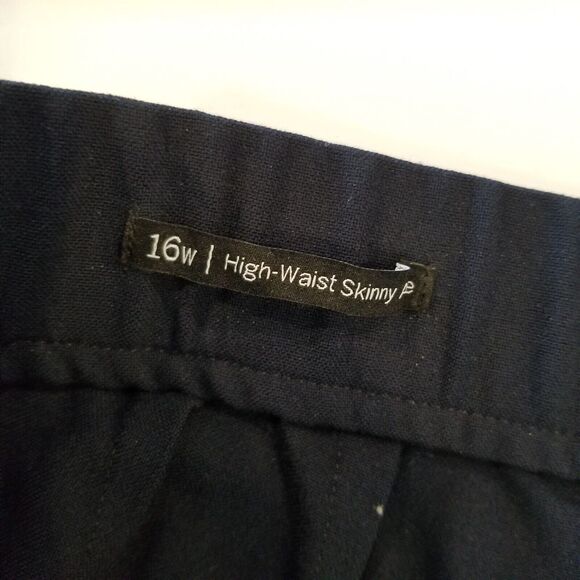 Talbots Women Plus High Waist Skinny Ankle Pants Size 16 W Navy Stretchy - Picture 7 of 9